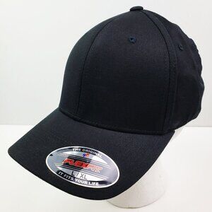 Flexfit Blank Black Hat 6277 Combed Twill Cap Men's L/XL New